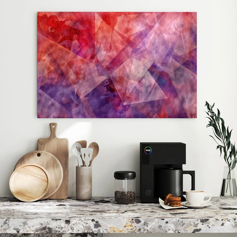 Metall Magnettafel - Rote Aquarellpolygone