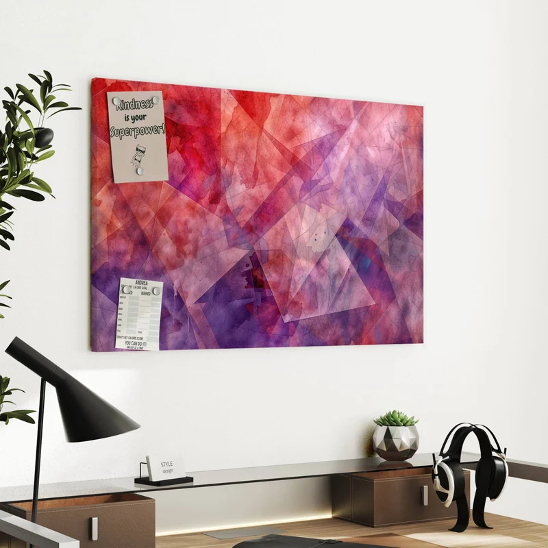 Metall Magnettafel - Rote Aquarellpolygone