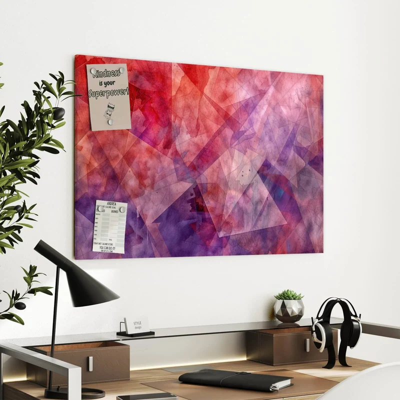 Metall Magnettafel - Rote Aquarellpolygone