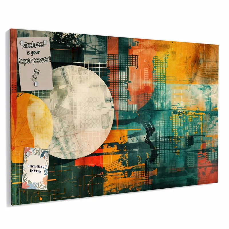 Metall Magnettafel - Retro-Kreise in Orange