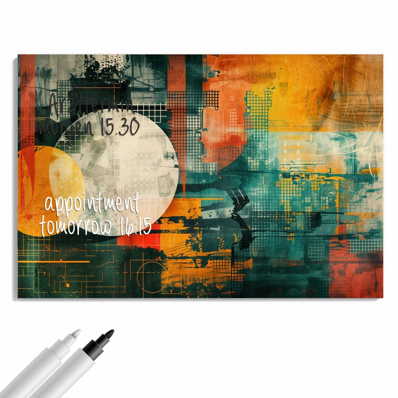 Metall Magnettafel - Retro-Kreise in Orange
