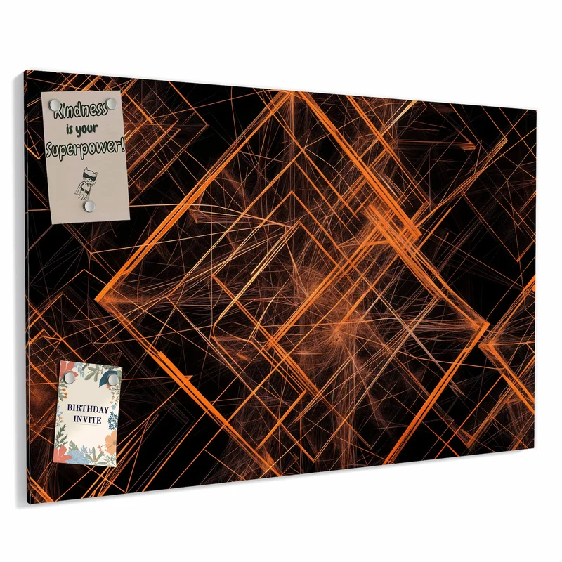 Metall Magnettafel - Orange Lichtlinien