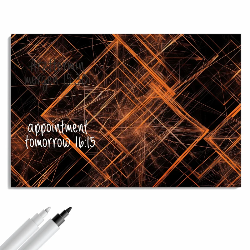 Metall Magnettafel - Orange Lichtlinien