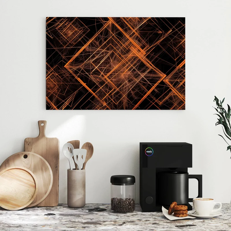Metall Magnettafel - Orange Lichtlinien