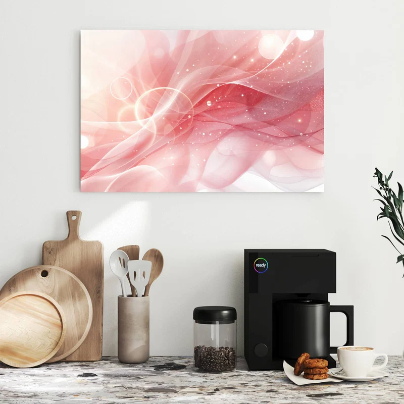 Metall Magnettafel - Rosa Seidenwellen