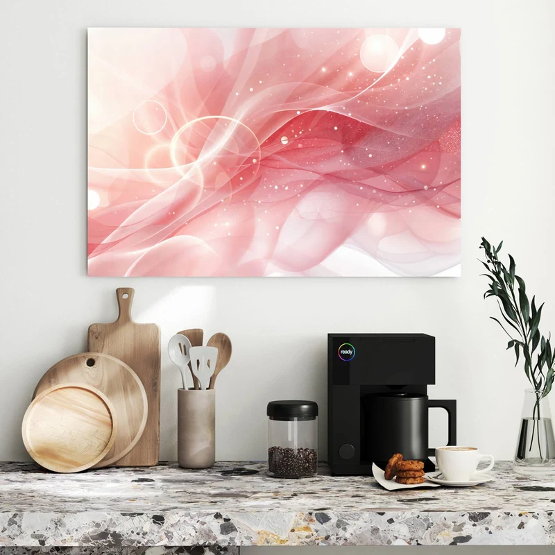 Metall Magnettafel - Rosa Seidenwellen