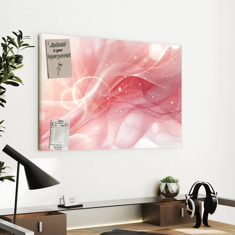 Metall Magnettafel - Rosa Seidenwellen