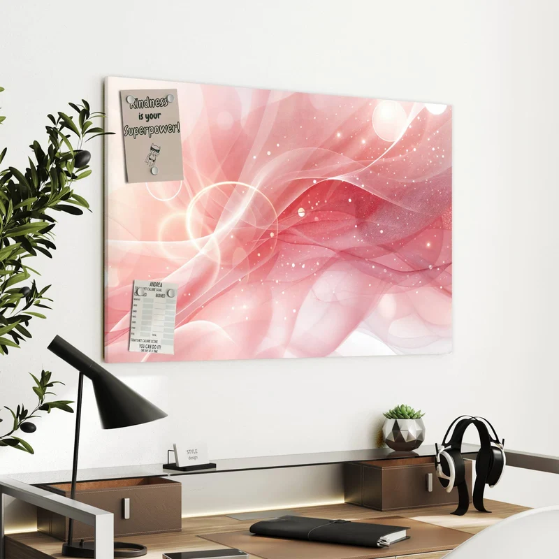 Metall Magnettafel - Rosa Seidenwellen