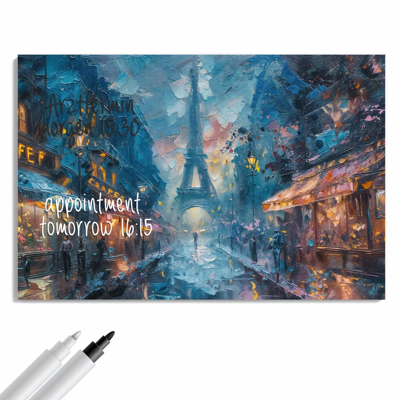 Metall Magnettafel - Pariser Nacht