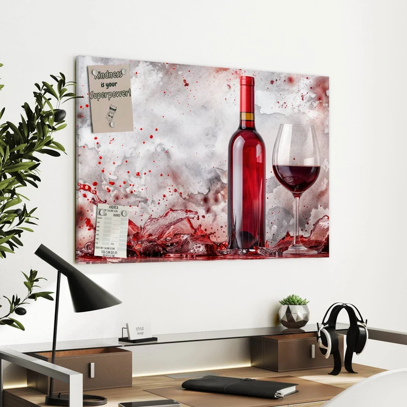 Metall Magnettafel - Weinflasche im Spritzer