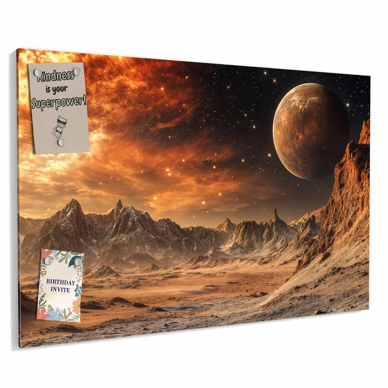 Metall Magnettafel - Planet über der Wüste