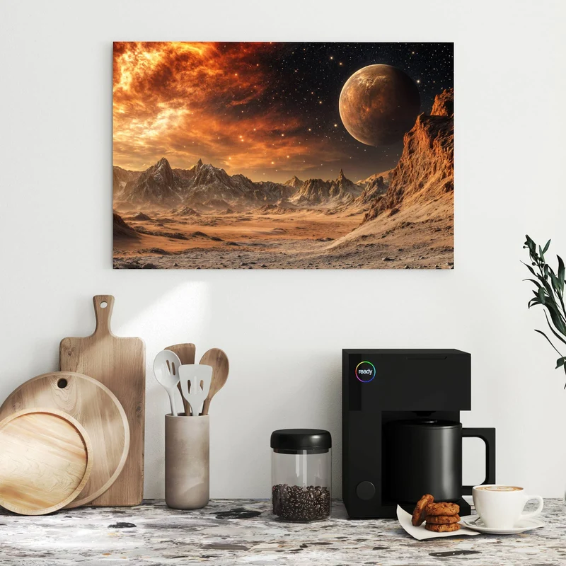 Metall Magnettafel - Planet über der Wüste