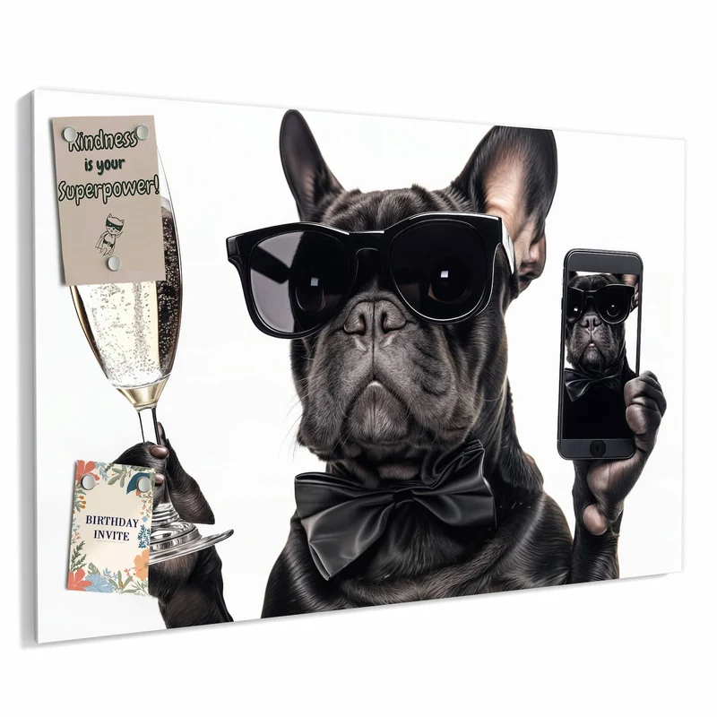 Metall Magnettafel - Hund mit Sonnenbrille