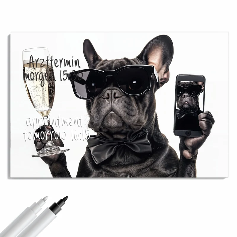 Metall Magnettafel - Hund mit Sonnenbrille