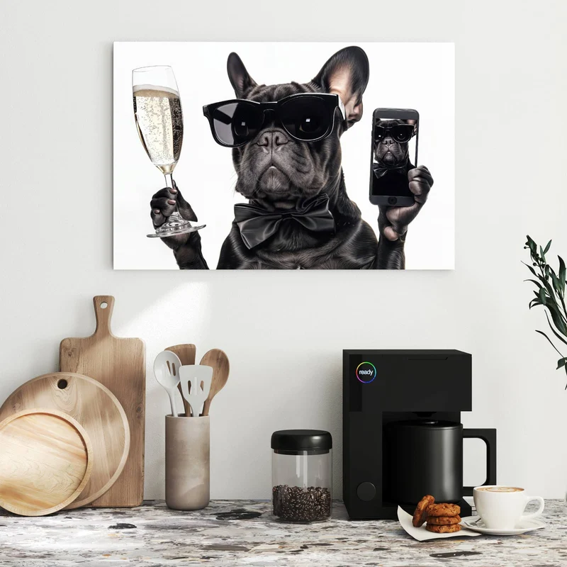 Metall Magnettafel - Hund mit Sonnenbrille