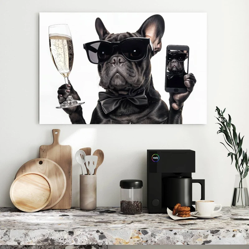 Metall Magnettafel - Hund mit Sonnenbrille