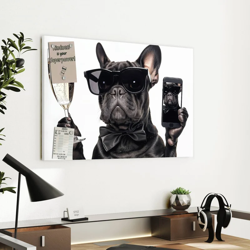 Metall Magnettafel - Hund mit Sonnenbrille