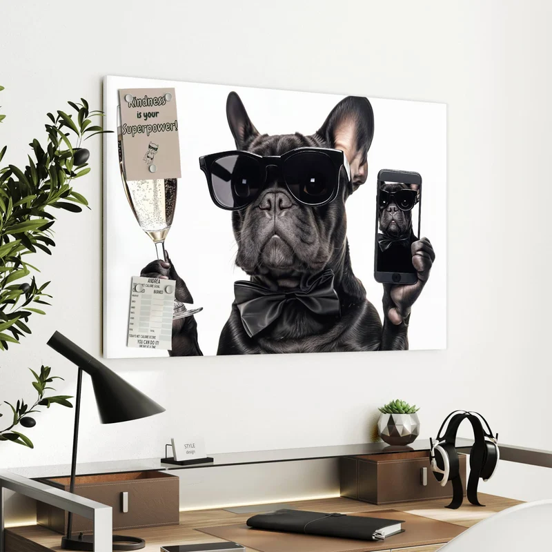 Metall Magnettafel - Hund mit Sonnenbrille