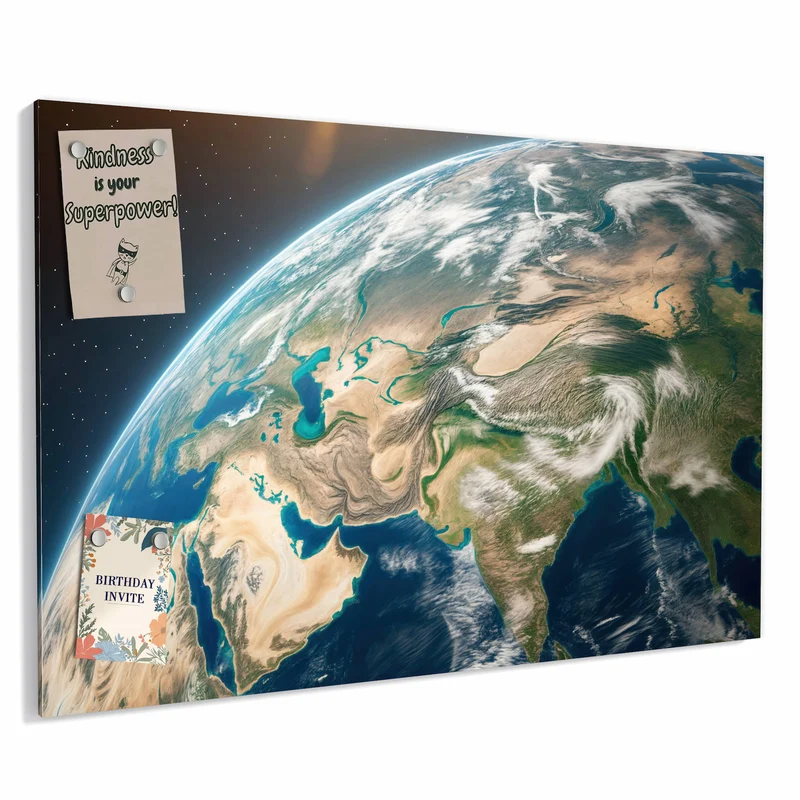 Metall Magnettafel - Erdkugel mit Kontinenten