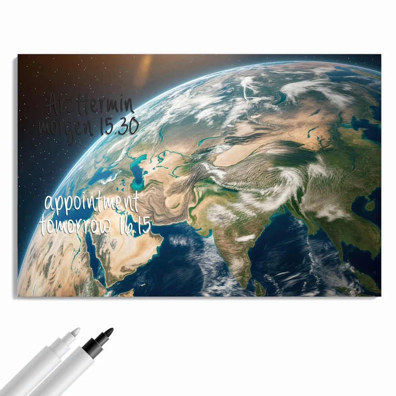 Metall Magnettafel - Erdkugel mit Kontinenten