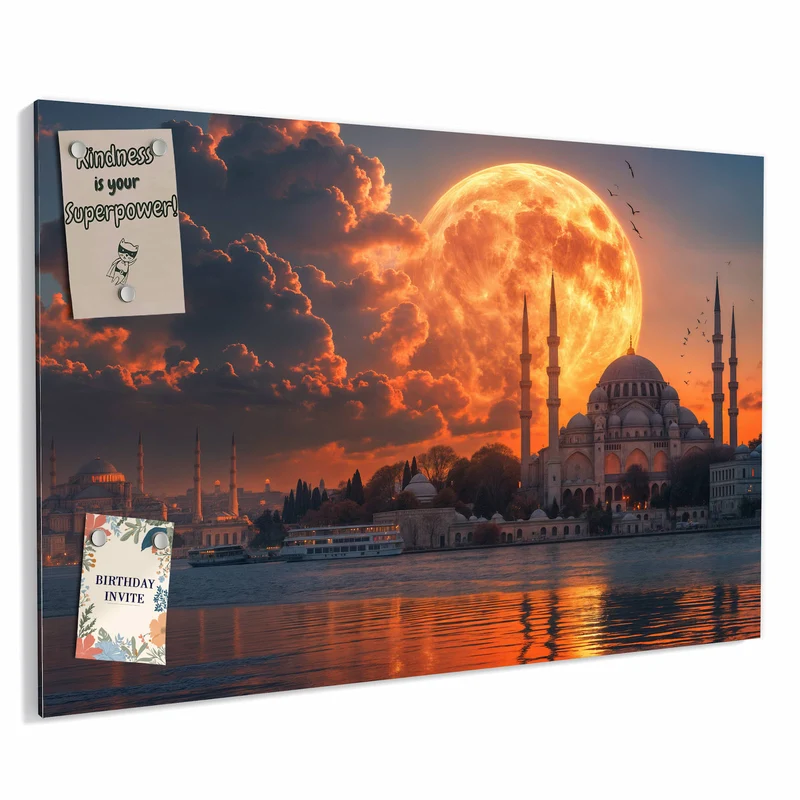 Metall Magnettafel - Mond über der Moschee