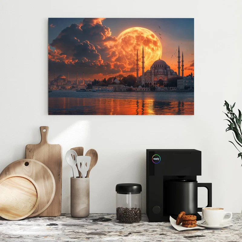 Metall Magnettafel - Mond über der Moschee