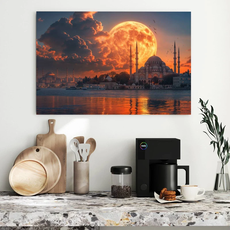Metall Magnettafel - Mond über der Moschee