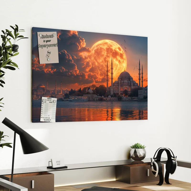 Metall Magnettafel - Mond über der Moschee