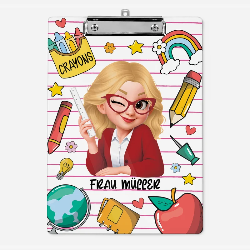 Lehrerin + Bleistift - Personalisiertes Geschenk | Klemmbrett