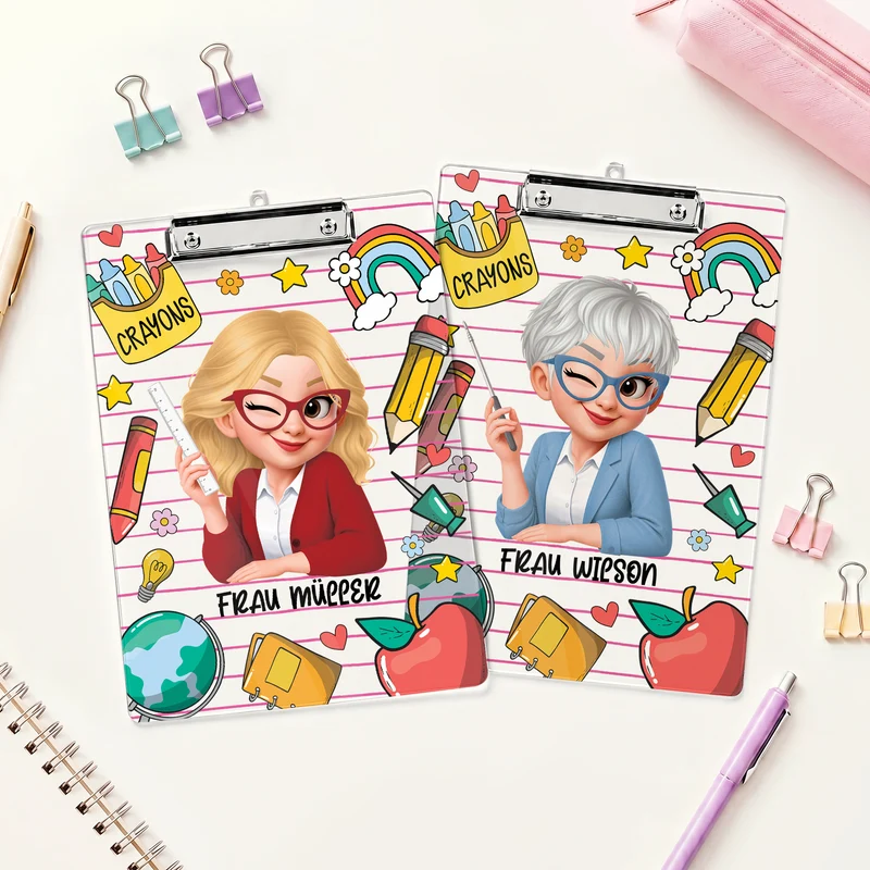 Lehrerin + Bleistift - Personalisiertes Geschenk | Klemmbrett