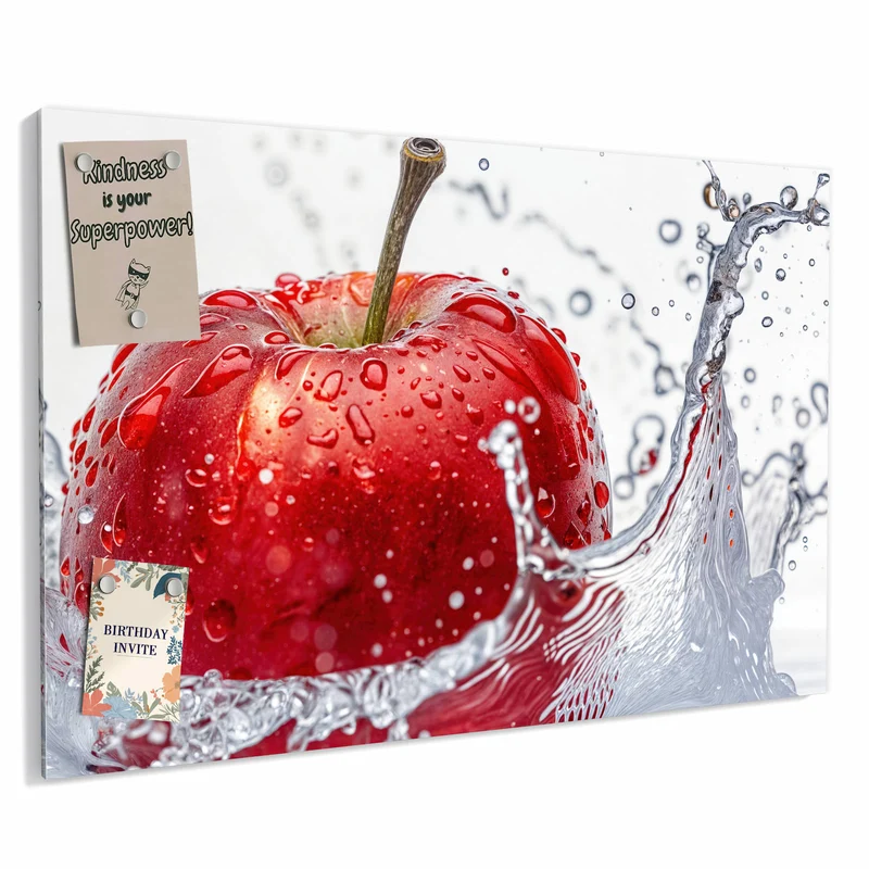 Metall Magnettafel - Roter Apfel im Spritzer