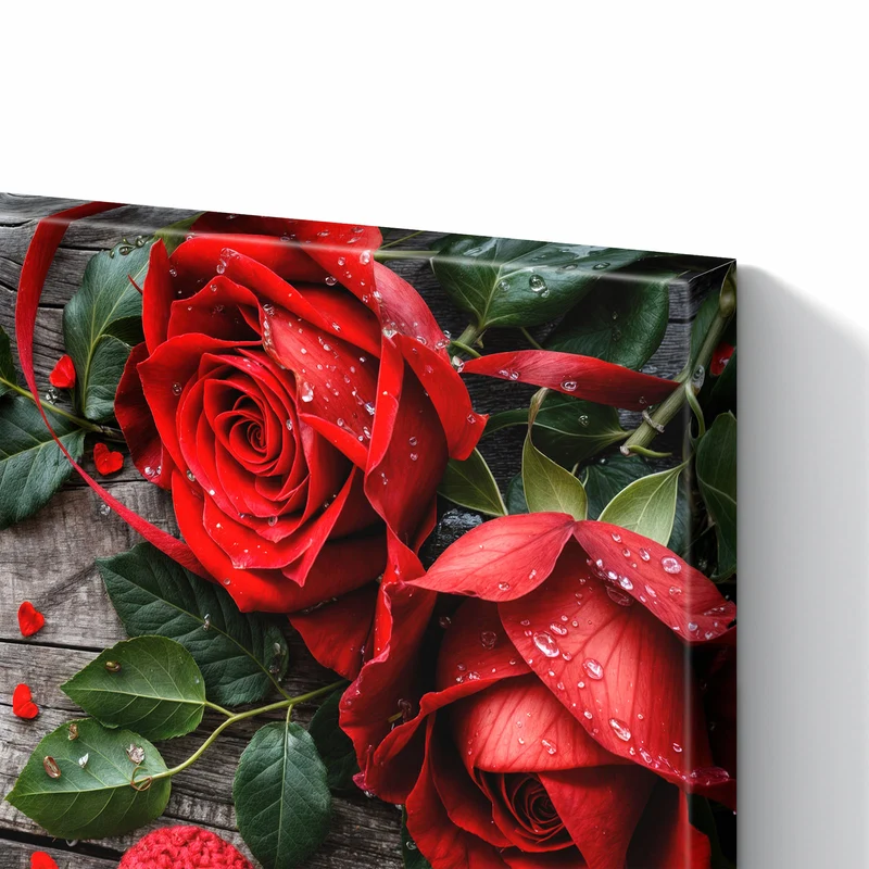 Metall Magnettafel - Rosen mit Strickherzen