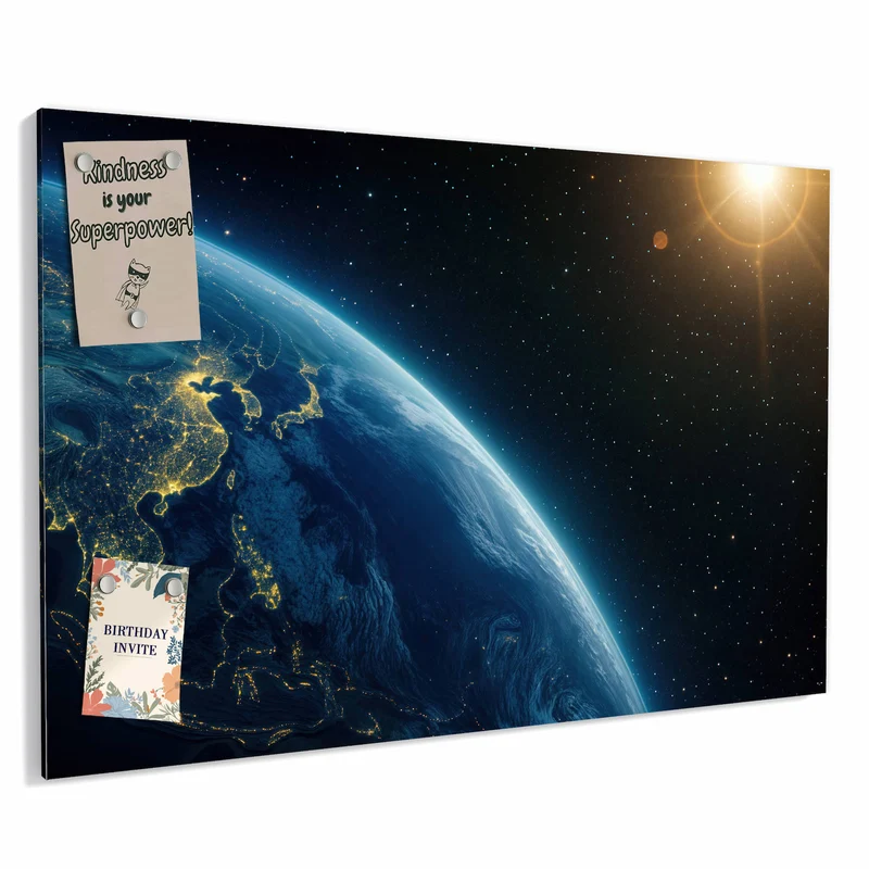 Metall Magnettafel - Erde bei Nacht