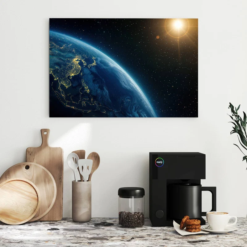 Metall Magnettafel - Erde bei Nacht