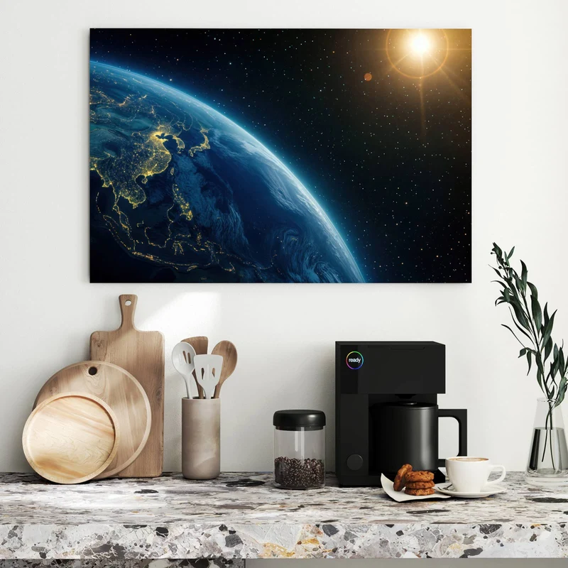 Metall Magnettafel - Erde bei Nacht