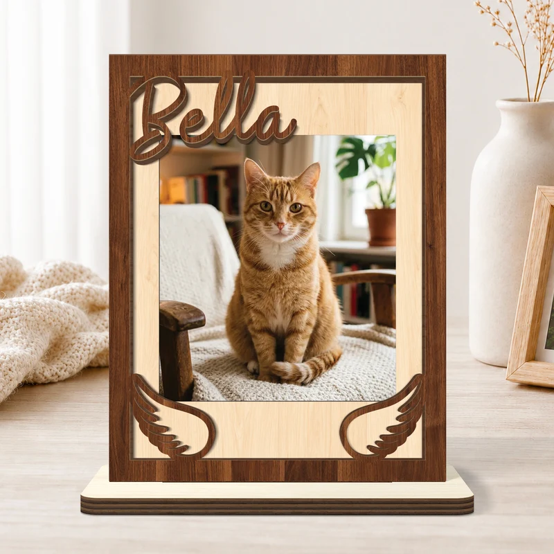 Verstorbenes Haustier Vermissen - Personalisierte Trauergeschenke | Holzaufsteller Mit Standfuß Foto