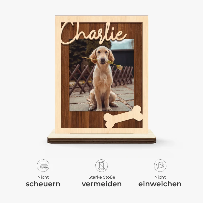 Verstorbenes Haustier Vermissen - Personalisierte Trauergeschenke | Holzaufsteller Mit Standfuß Foto