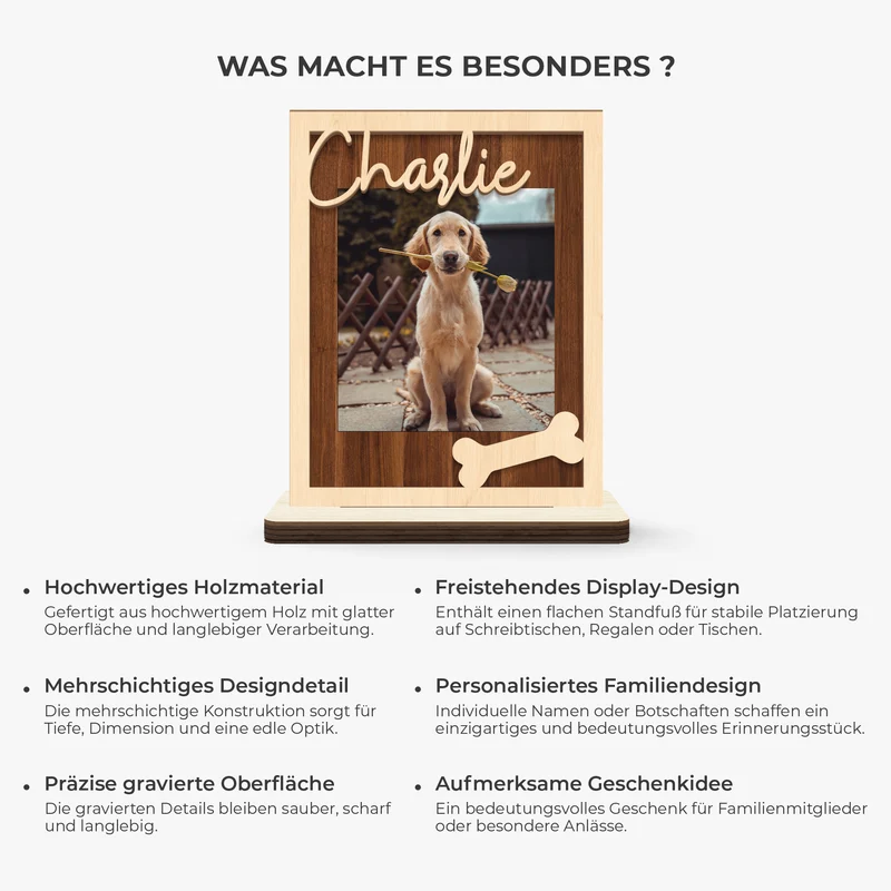 Verstorbenes Haustier Vermissen - Personalisierte Trauergeschenke | Holzaufsteller Mit Standfuß Foto