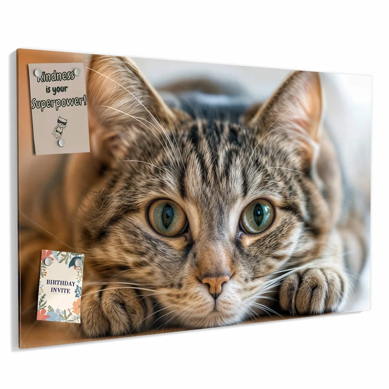 Metall Magnettafel - Liegende Katze
