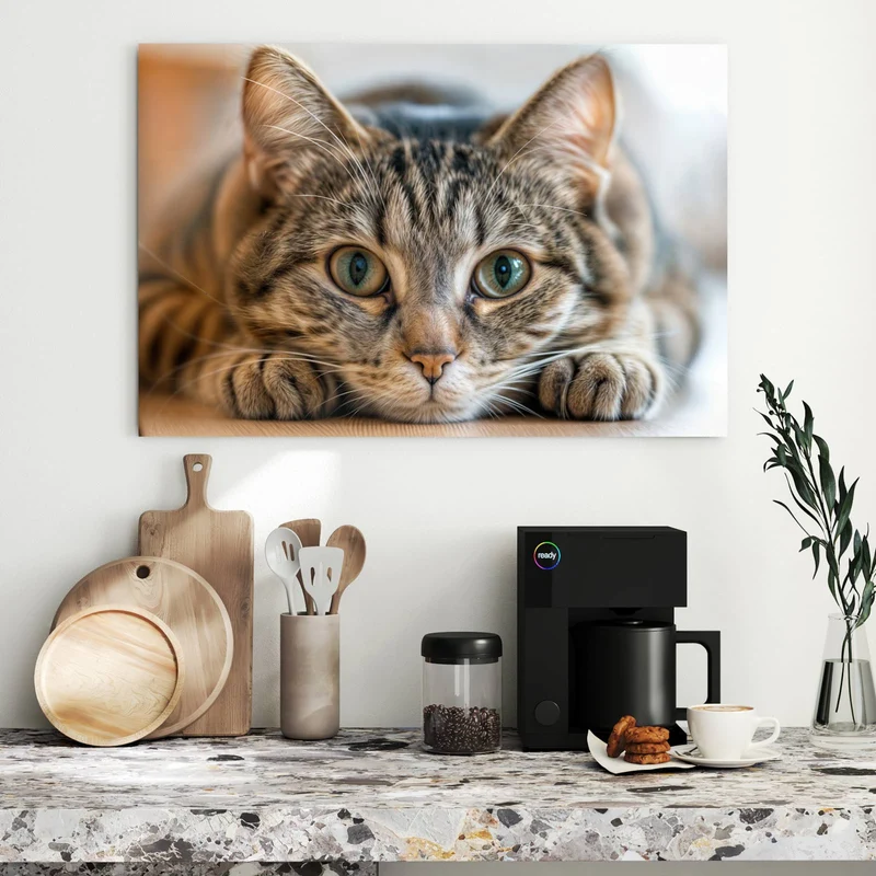 Metall Magnettafel - Liegende Katze