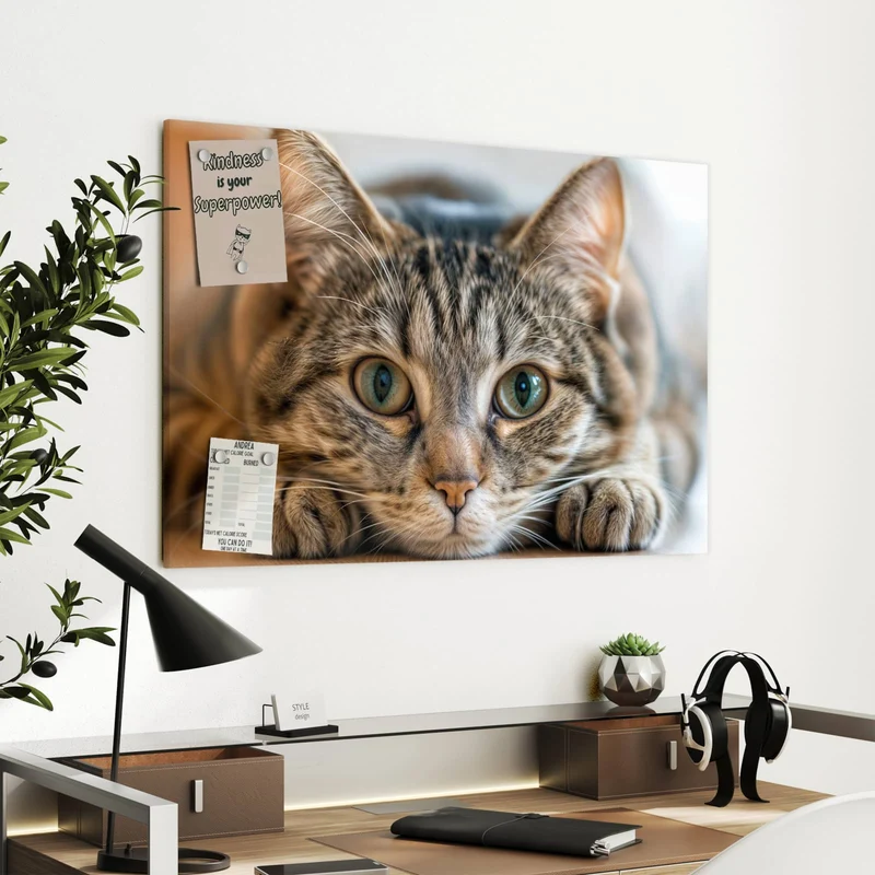 Metall Magnettafel - Liegende Katze