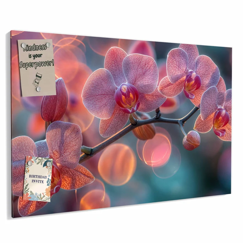 Metall Magnettafel - Orchideen vor Orange