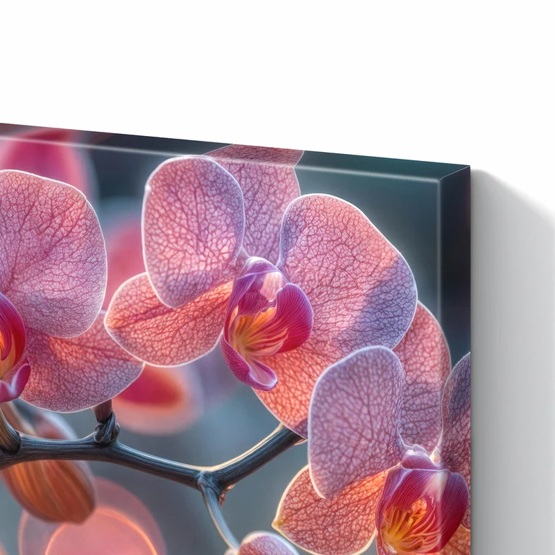 Metall Magnettafel - Orchideen vor Orange