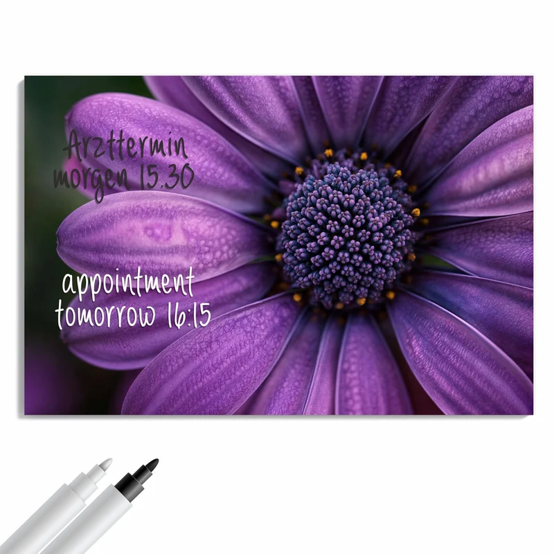 Metall Magnettafel - Violette Samtblüte