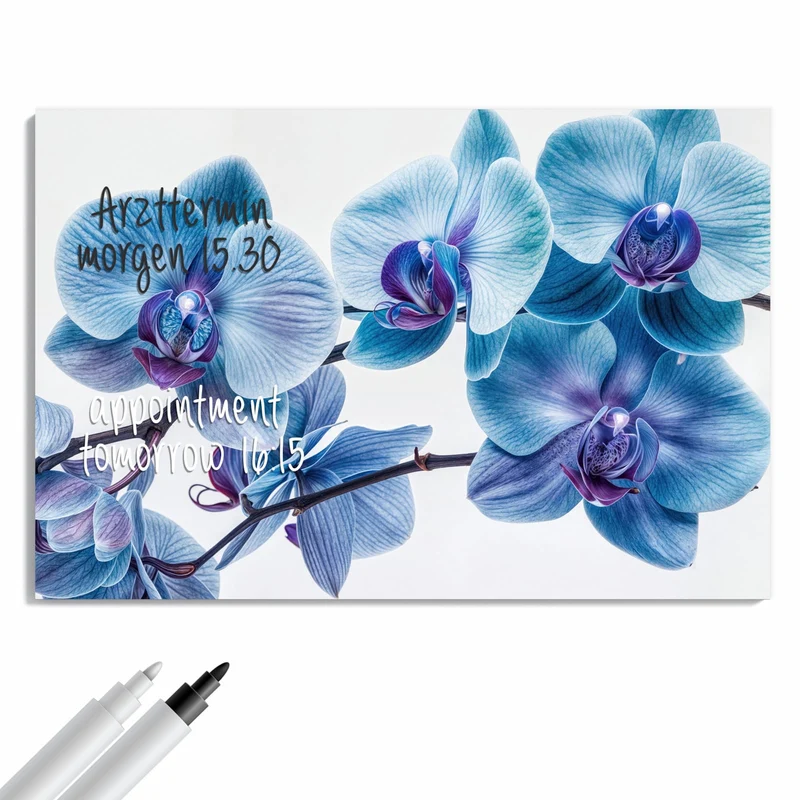 Metall Magnettafel - Blauviolette Orchidee