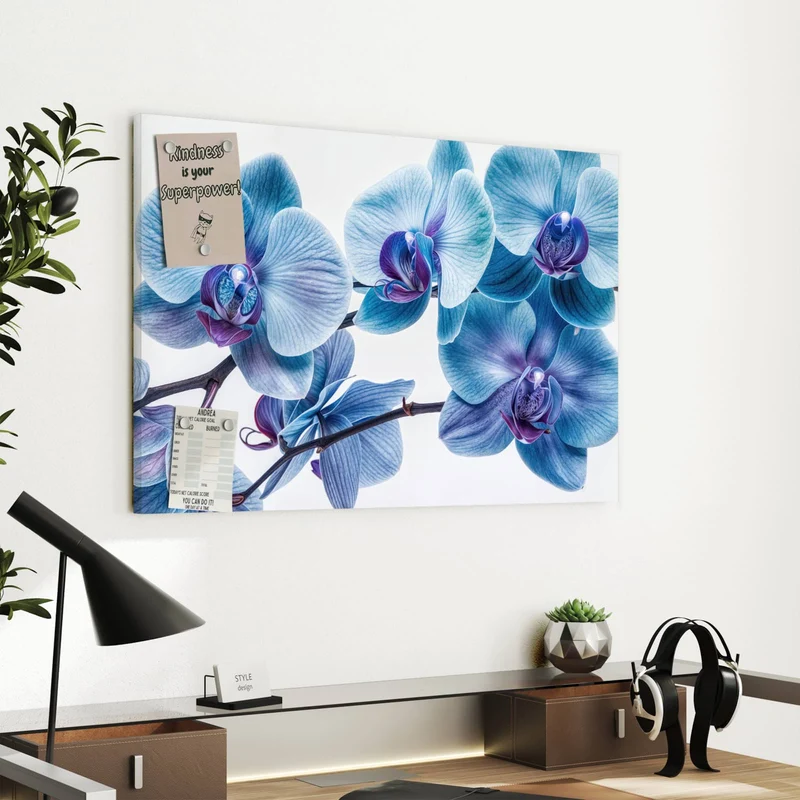Metall Magnettafel - Blauviolette Orchidee