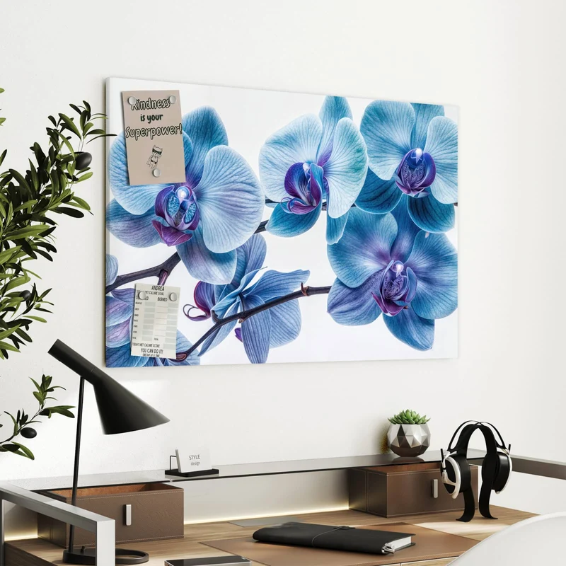 Metall Magnettafel - Blauviolette Orchidee