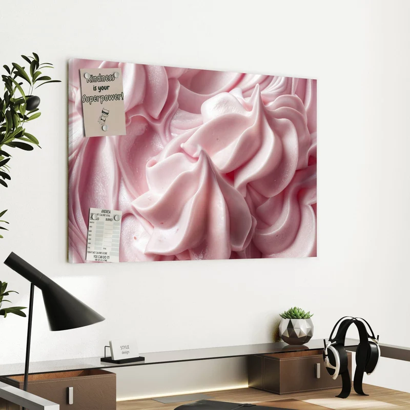 Metall Magnettafel - Rosa Cremewellen