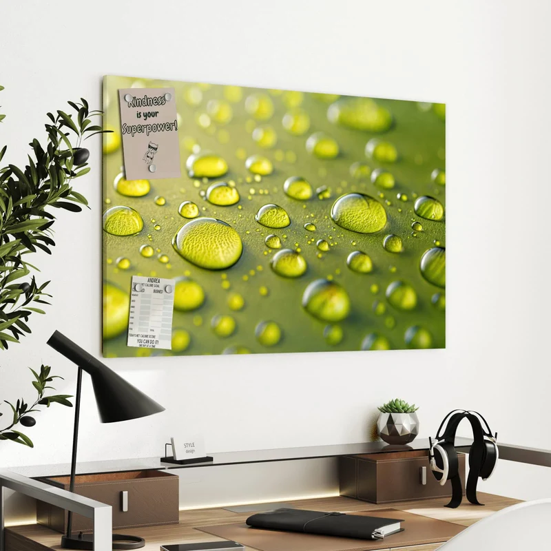 Metall Magnettafel - Große Tropfen in Oliv