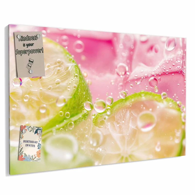 Metall Magnettafel - Limetten auf Rosa